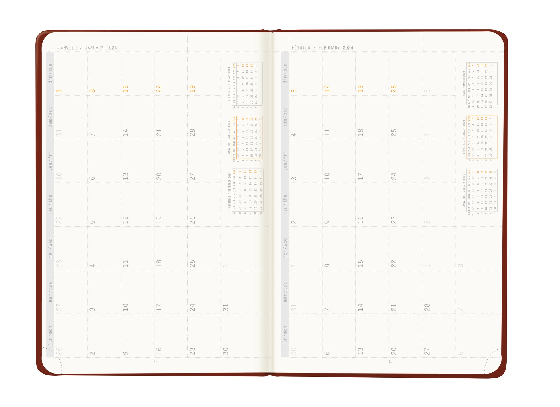 RHODIA 2024 Webplanner A5 Weekly Vertical Burgundy