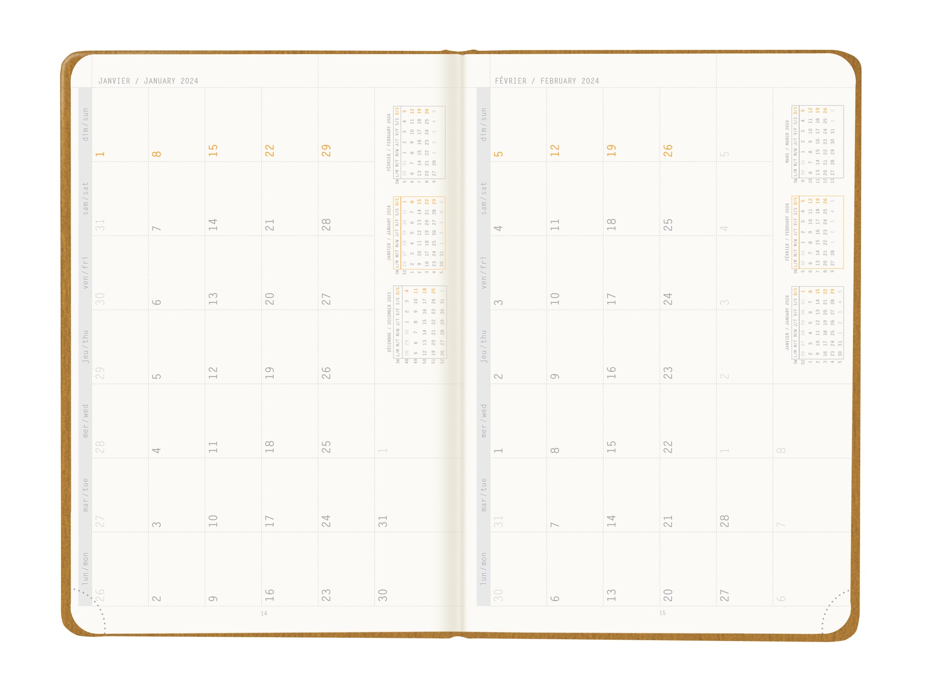 RHODIA 2024 Webplanner A5 Weekly Vertical Gold