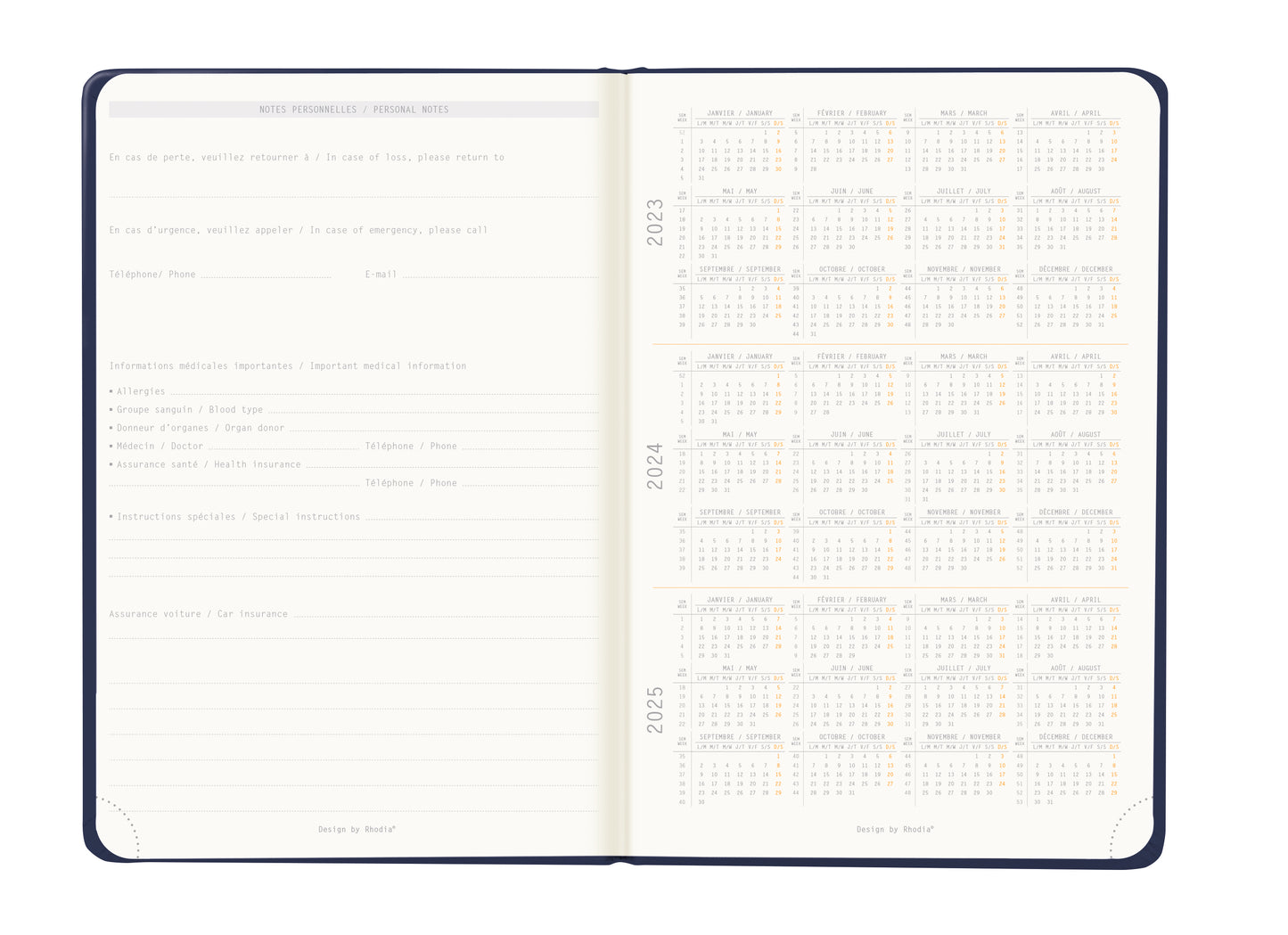 RHODIA 2024 Webplanner A5 Weekly Vertical Midnight