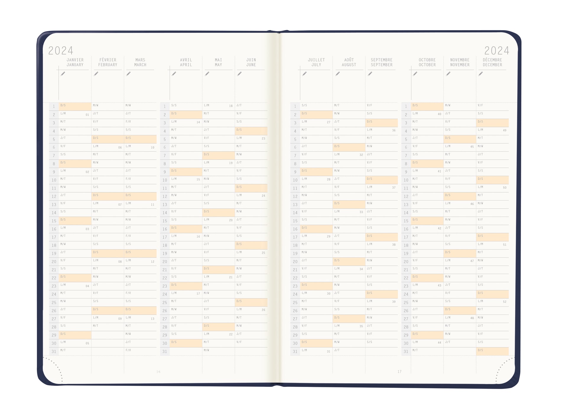 RHODIA 2024 Webplanner A5 Weekly Vertical Midnight