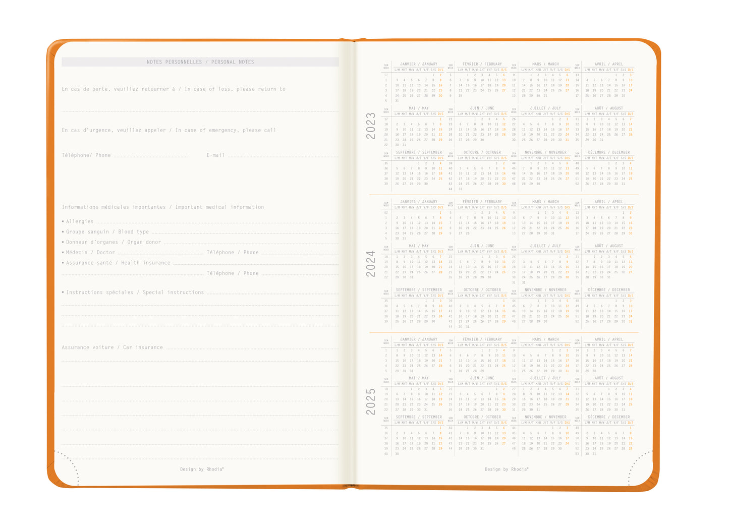 RHODIA 2024 Webplanner A5 Weekly Vertical Orange