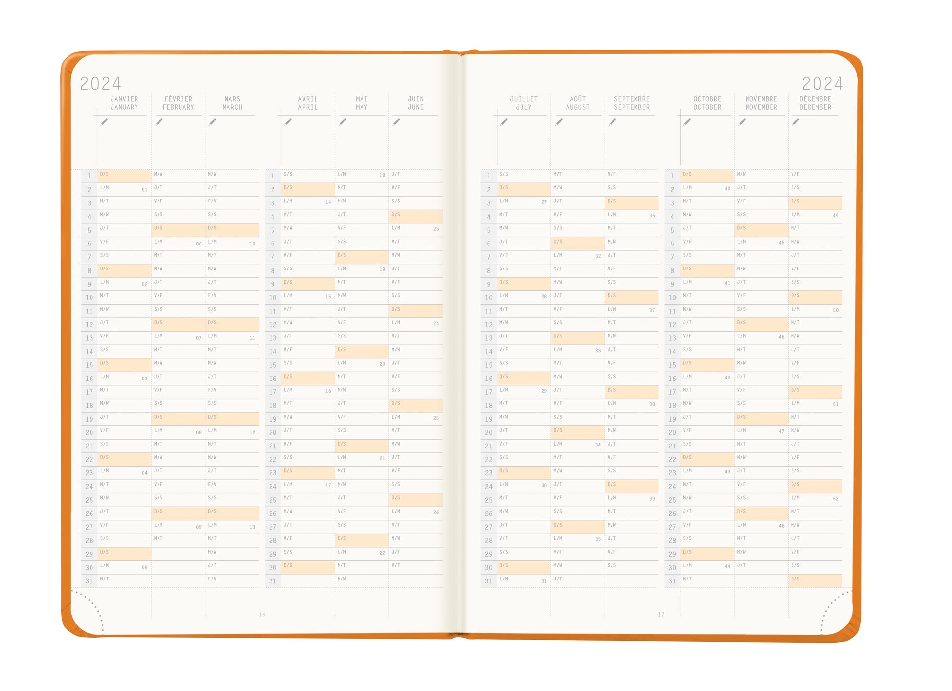 RHODIA 2024 Webplanner A5 Weekly Vertical Orange