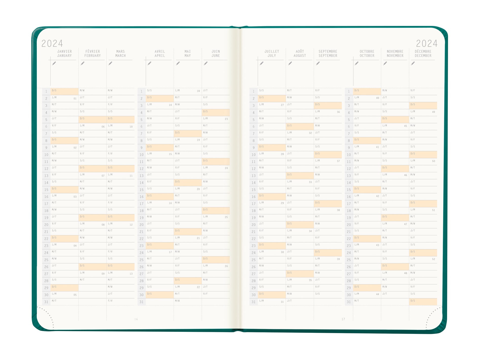 RHODIA 2024 Webplanner A5 Weekly Vertical Peacock