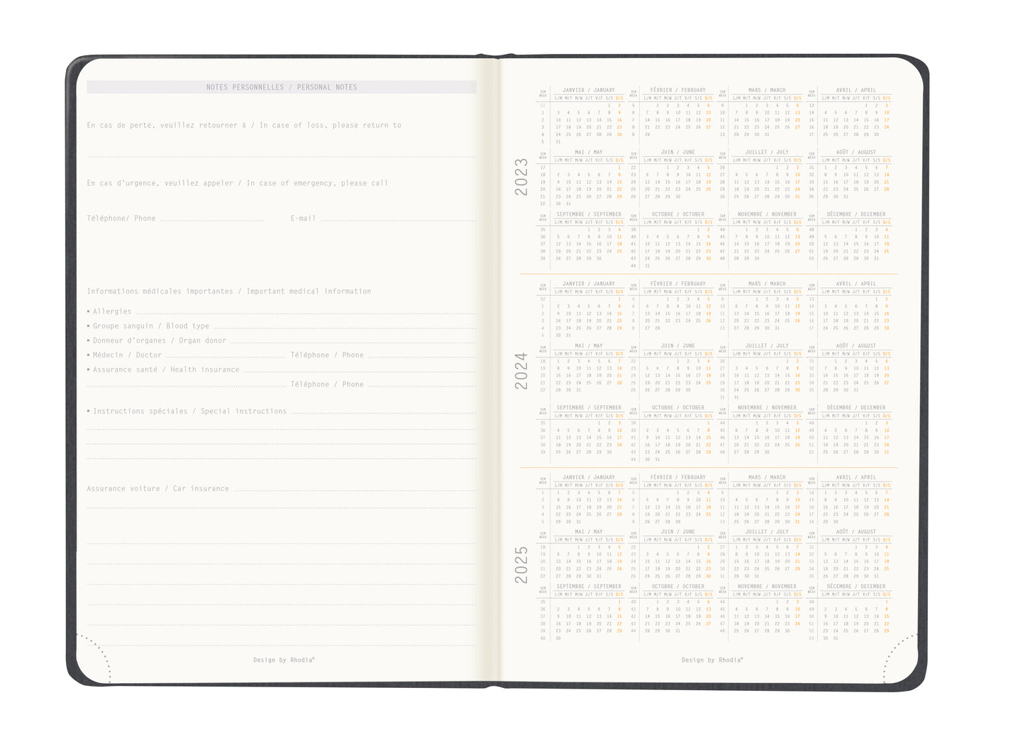 RHODIA 2024 Webplanner A5 Weekly Vertical Titanium