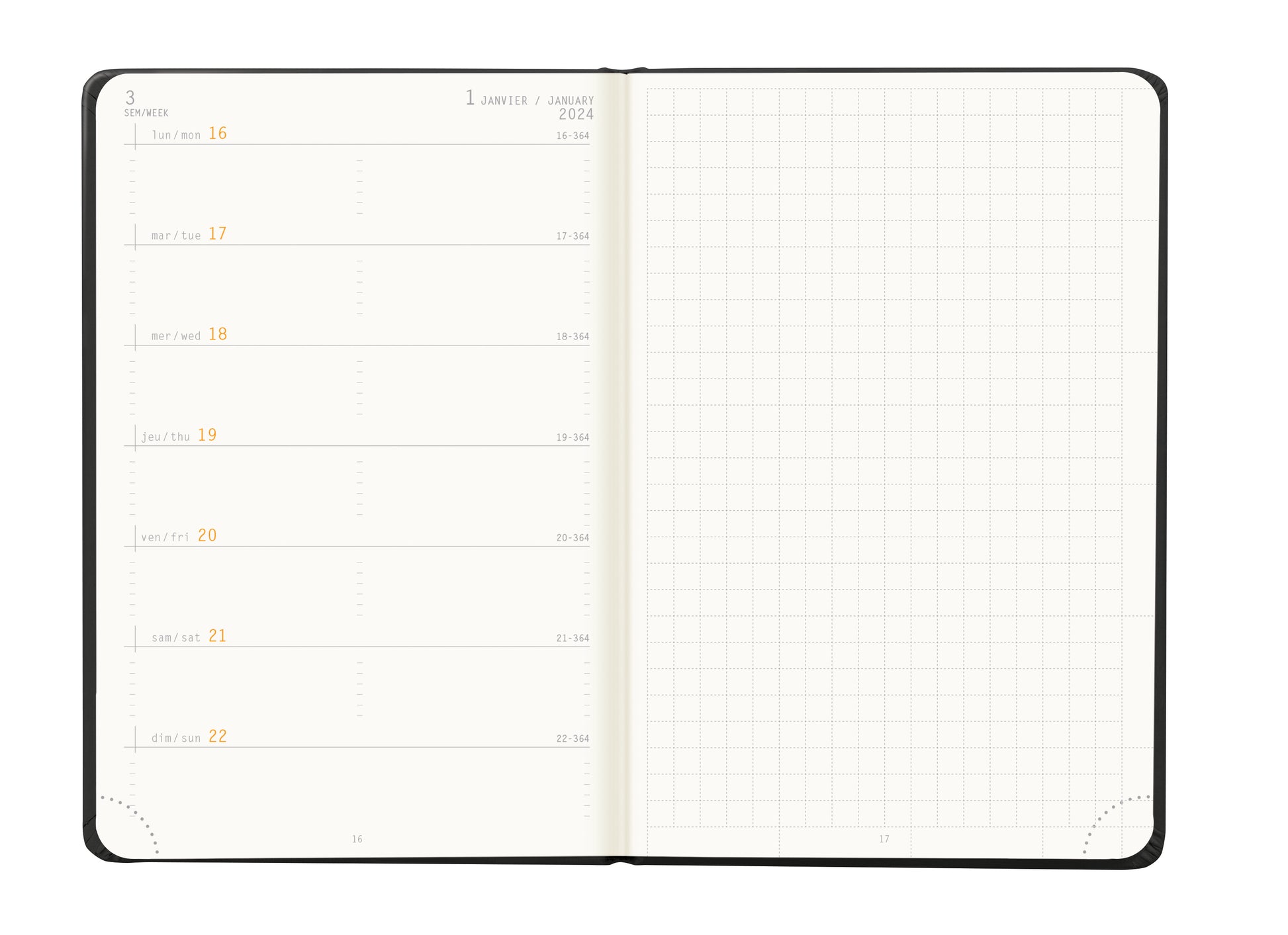 RHODIA 2024 Webplanner A6 Weekly Horizontal Black