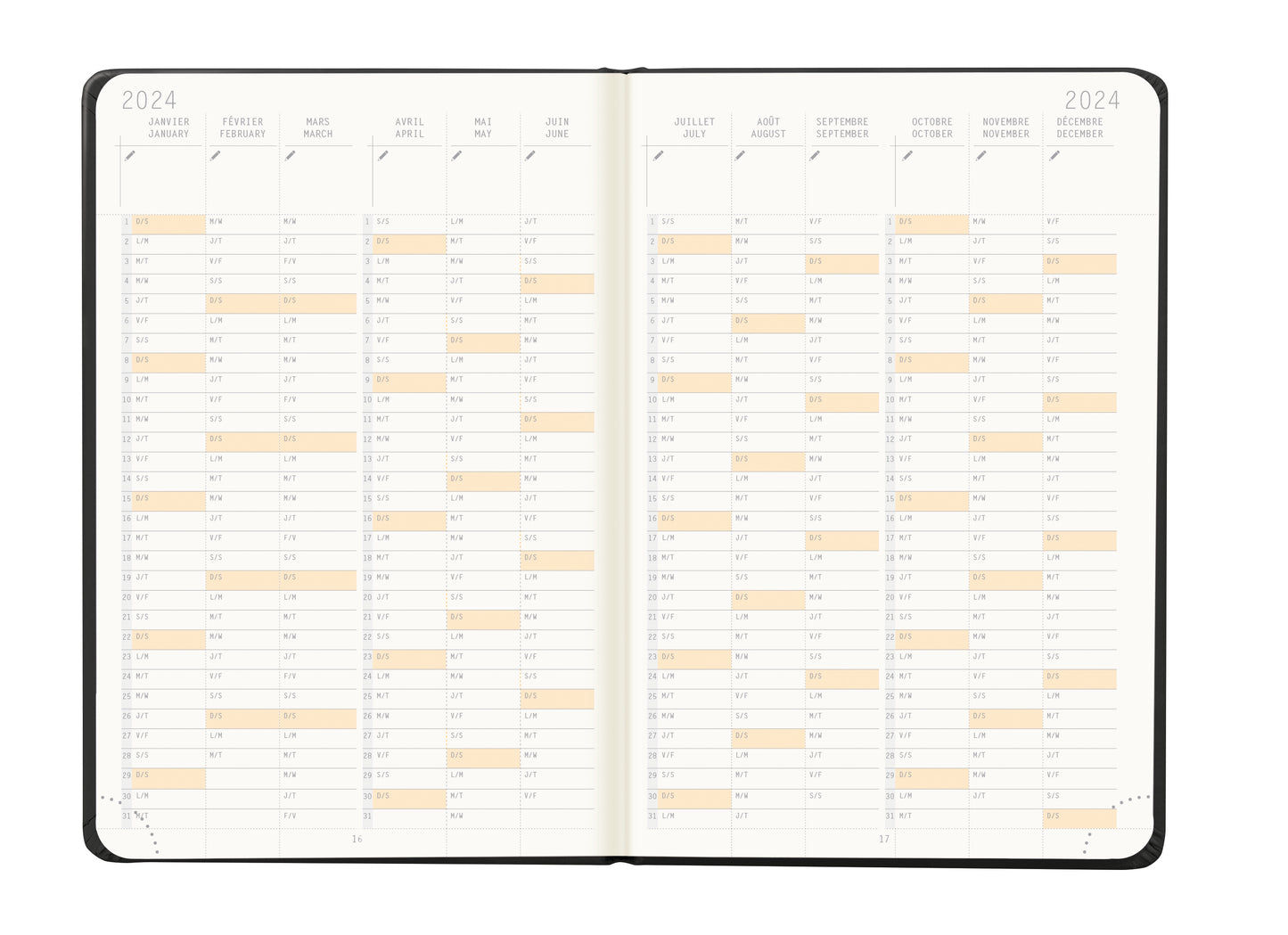 RHODIA 2024 Webplanner A6 Weekly Horizontal Black