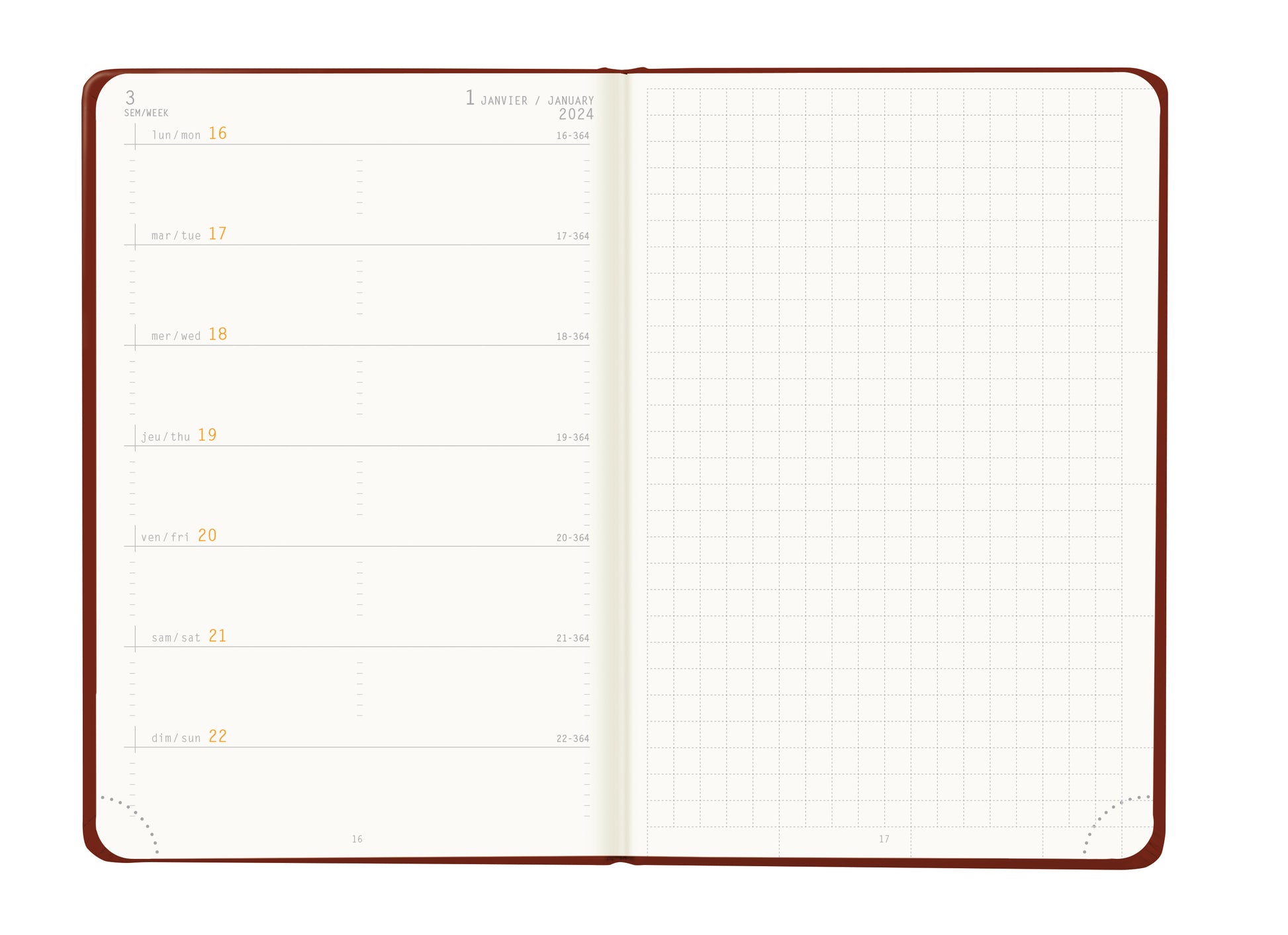 RHODIA 2024 Webplanner A6 Weekly Horizontal Burgundy