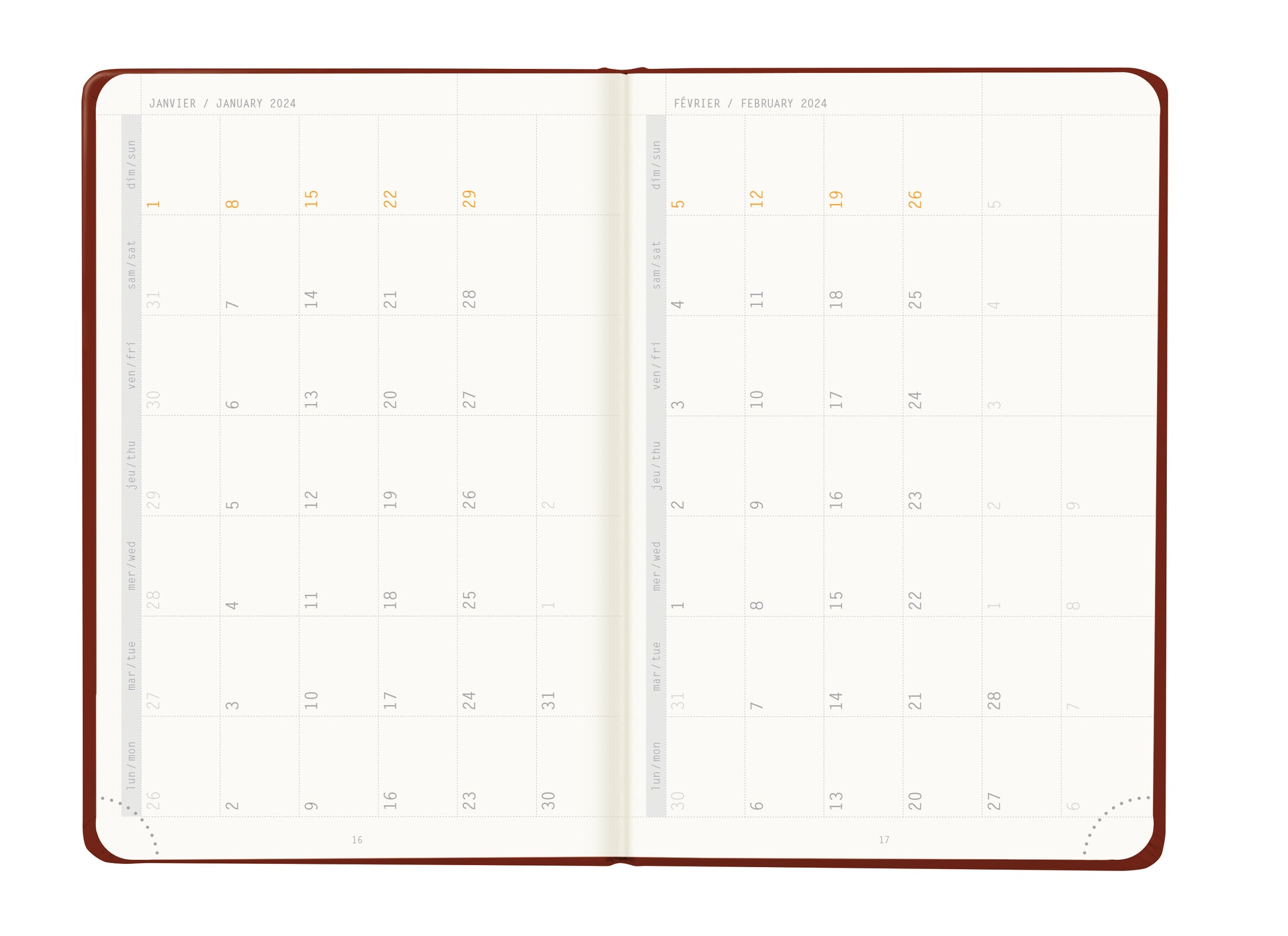 RHODIA 2024 Webplanner A6 Weekly Horizontal Burgundy