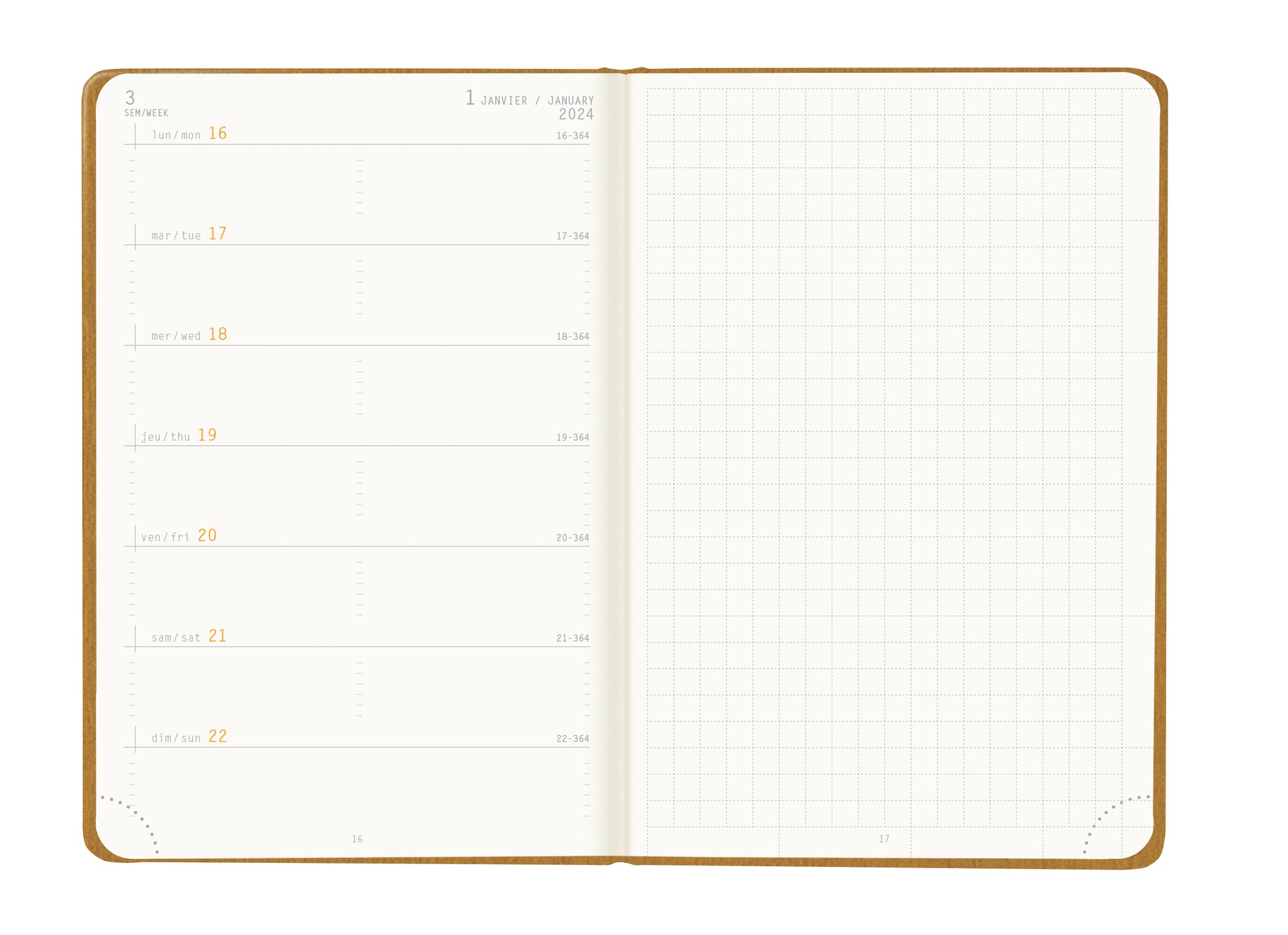 RHODIA 2024 Webplanner A6 Weekly Horizontal Gold