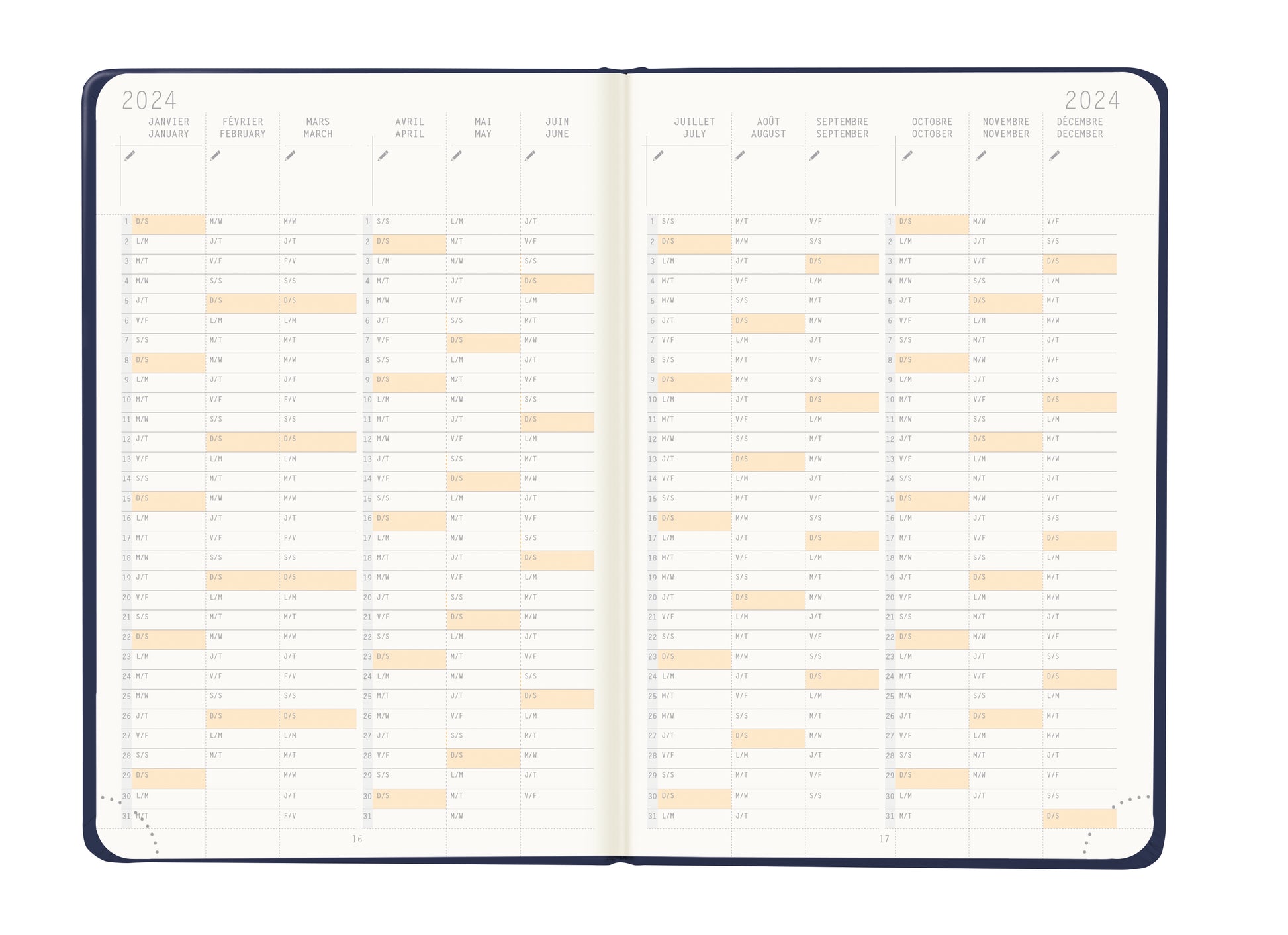 RHODIA 2024 Webplanner A6 Weekly Horizontal Midnight