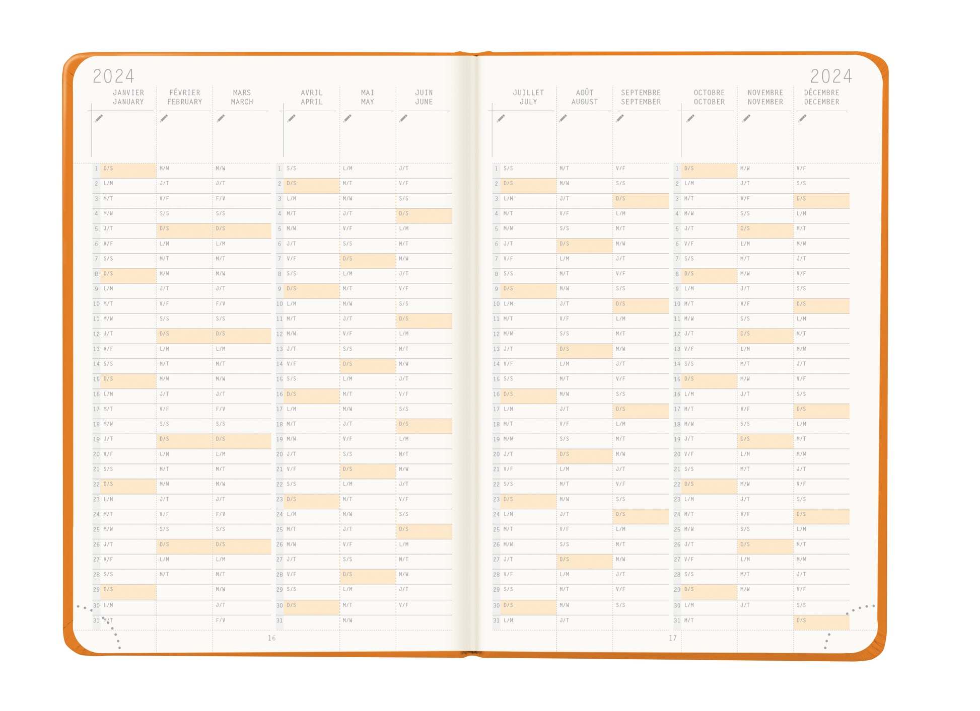 RHODIA 2024 Webplanner A6 Weekly Horizontal Orange