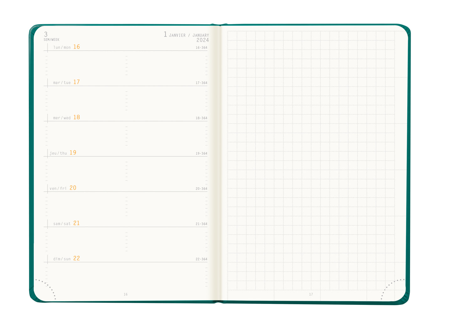 RHODIA 2024 Webplanner A6 Weekly Horizontal Peacock