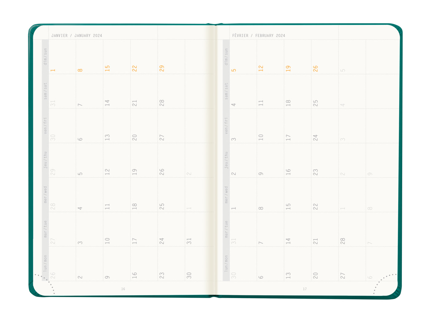 RHODIA 2024 Webplanner A6 Weekly Horizontal Peacock