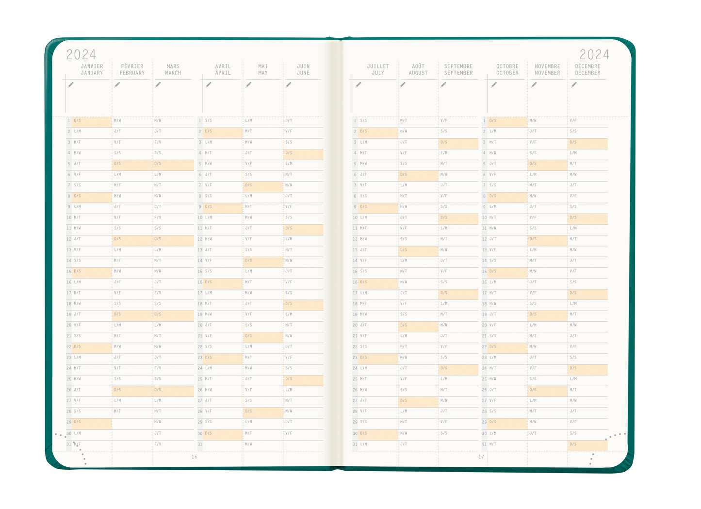 RHODIA 2024 Webplanner A6 Weekly Horizontal Peacock