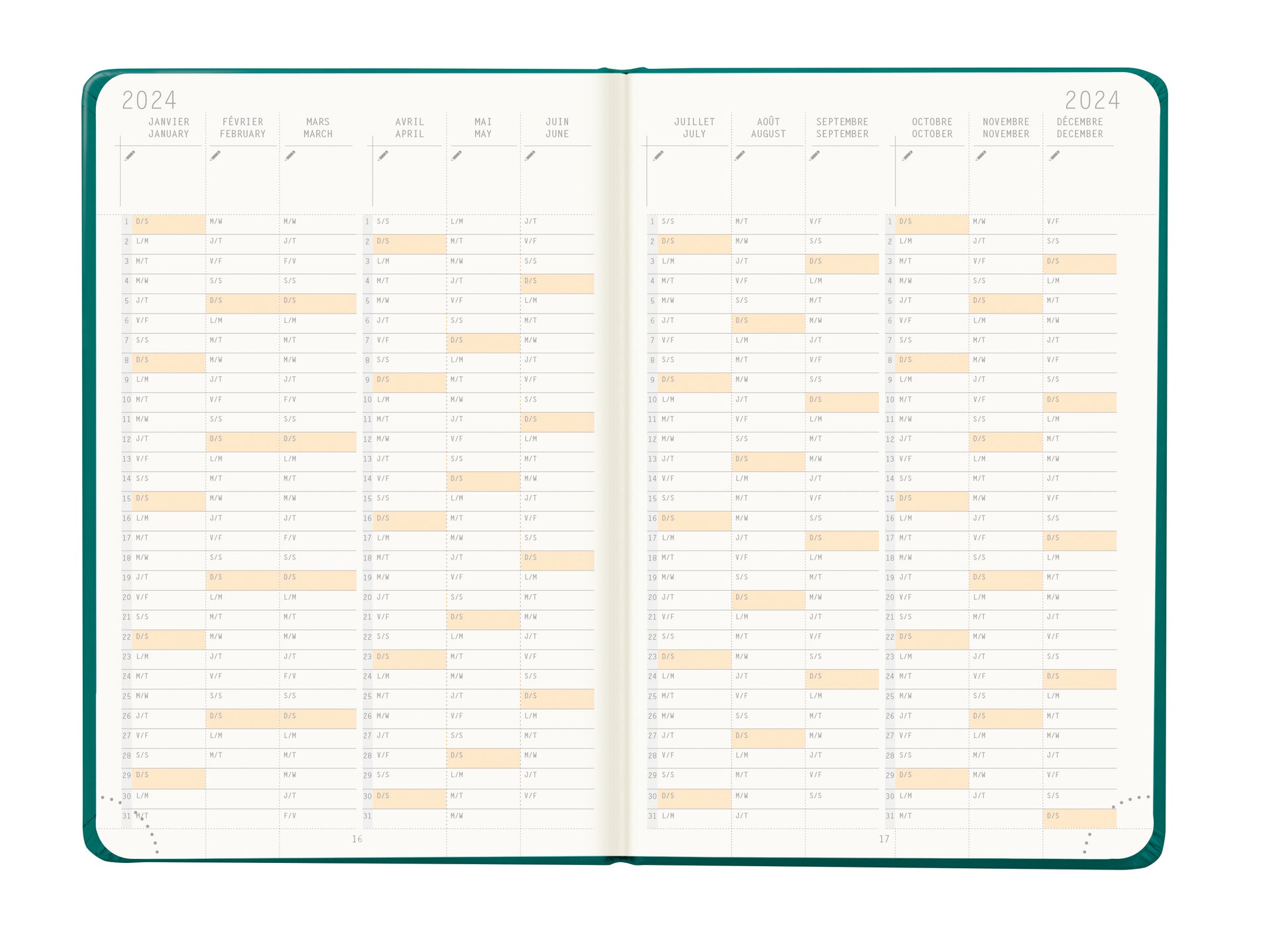 RHODIA 2024 Webplanner A6 Weekly Horizontal Peacock