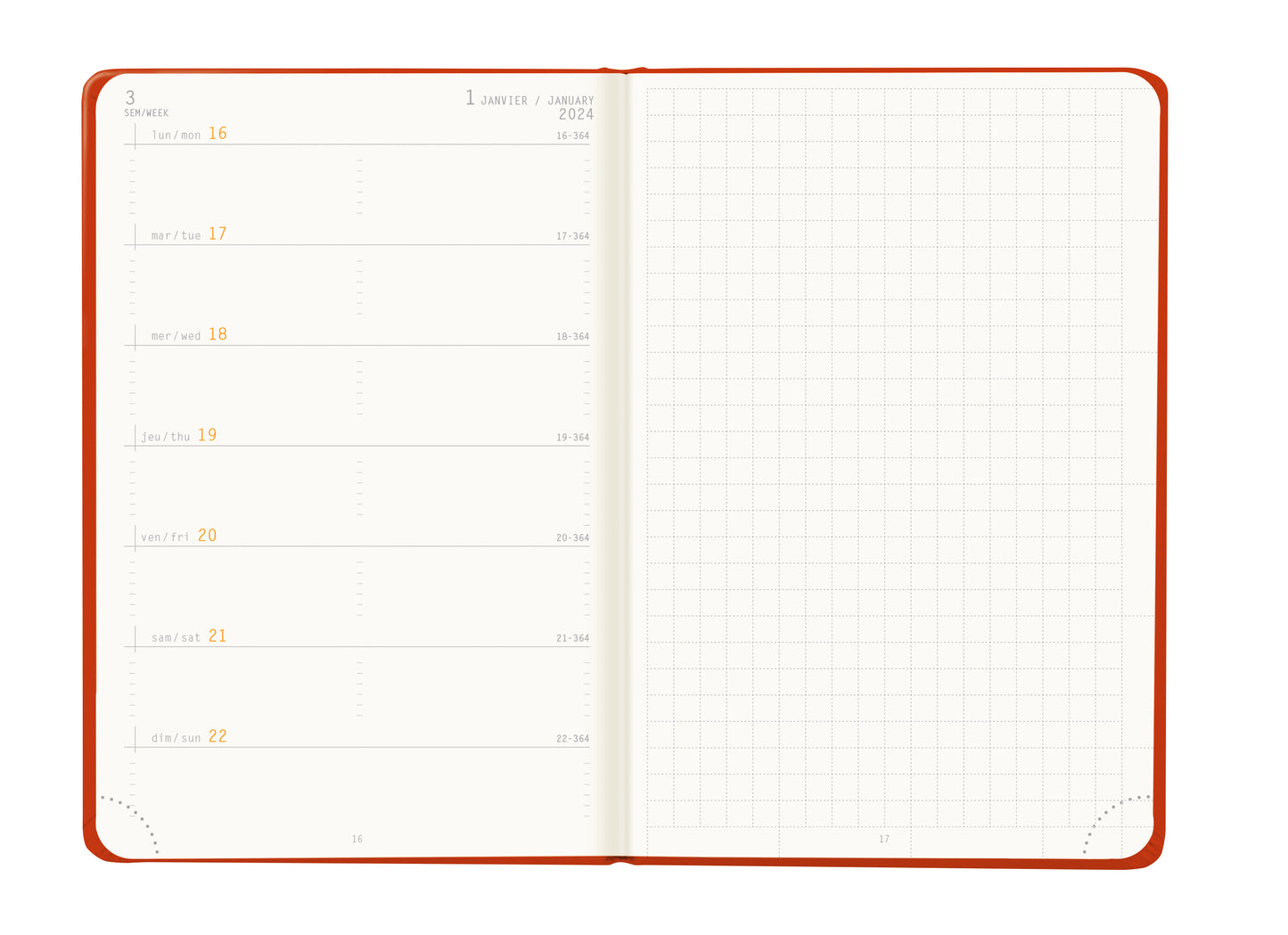 RHODIA 2024 Webplanner A6 Weekly Horizontal Poppy