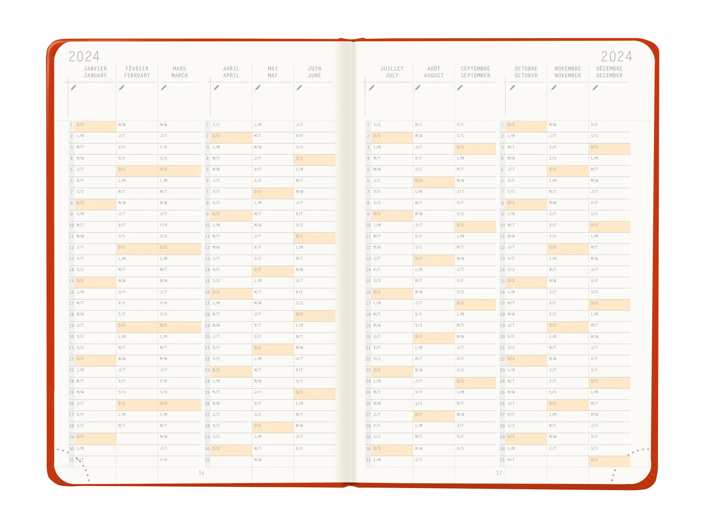 RHODIA 2024 Webplanner A6 Weekly Horizontal Poppy