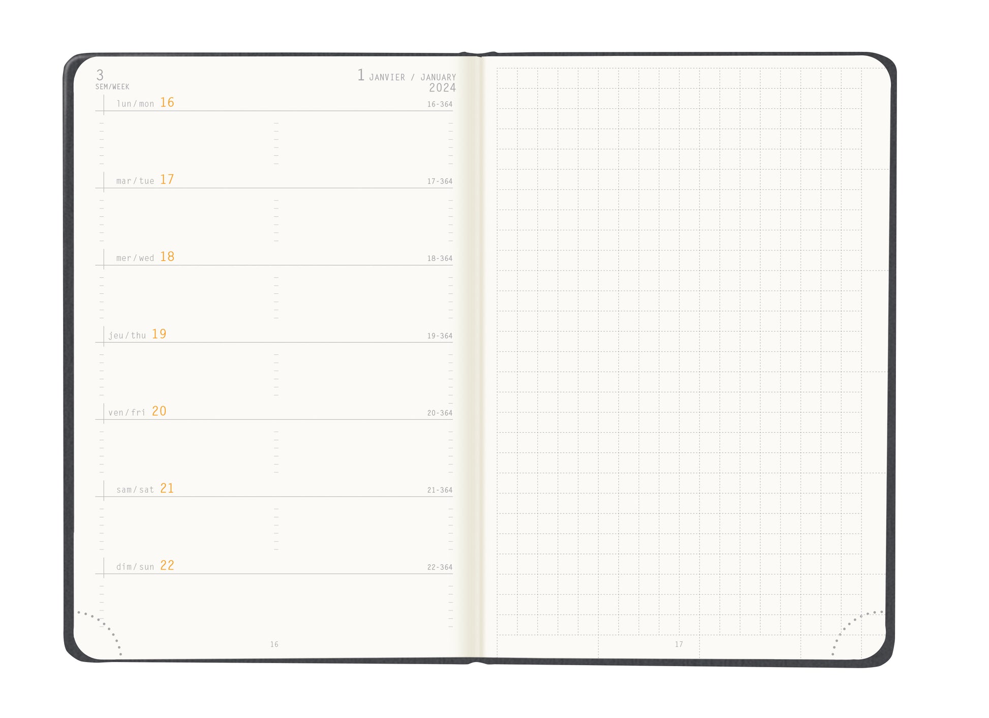 RHODIA 2024 Webplanner A6 Weekly Horizontal Titanium