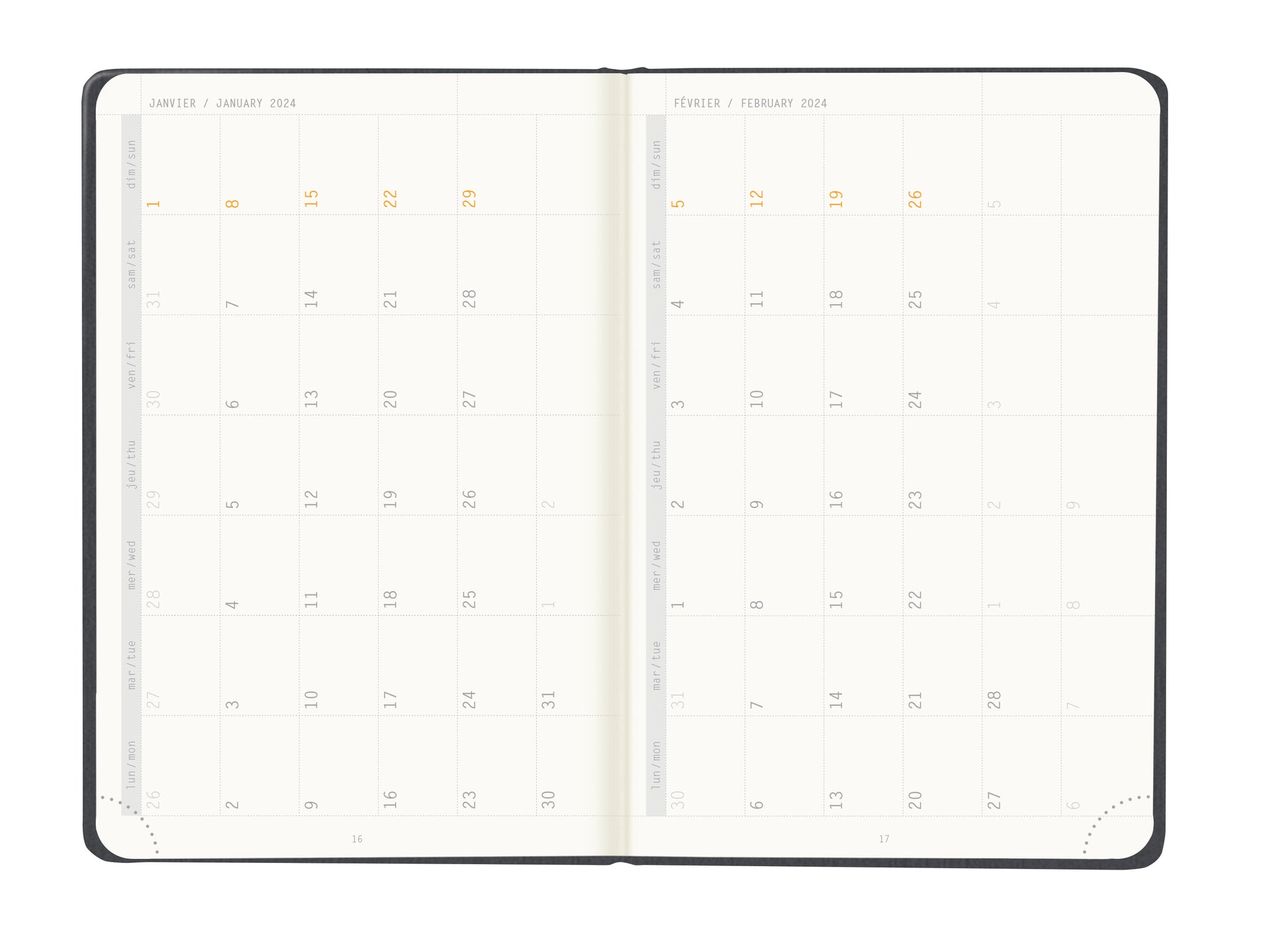 RHODIA 2024 Webplanner A6 Weekly Horizontal Titanium