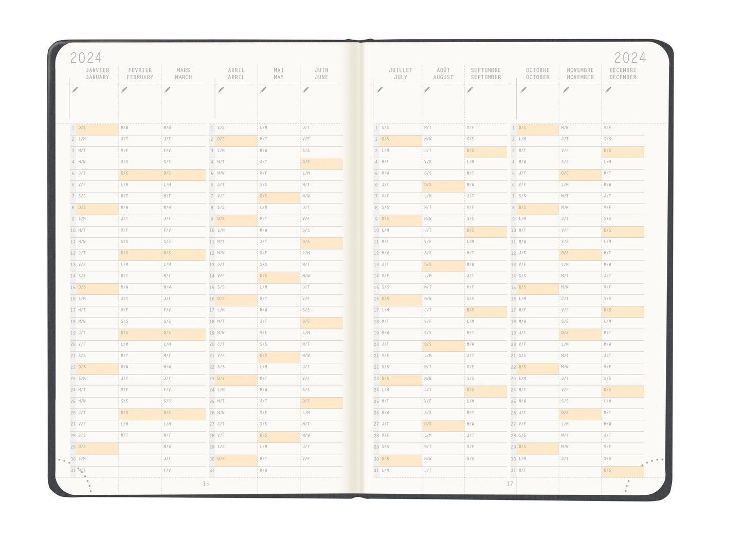 RHODIA 2024 Webplanner A6 Weekly Horizontal Titanium