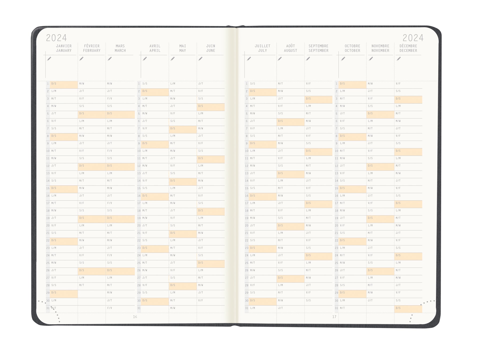 RHODIA 2024 Webplanner A6 Weekly Horizontal Titanium