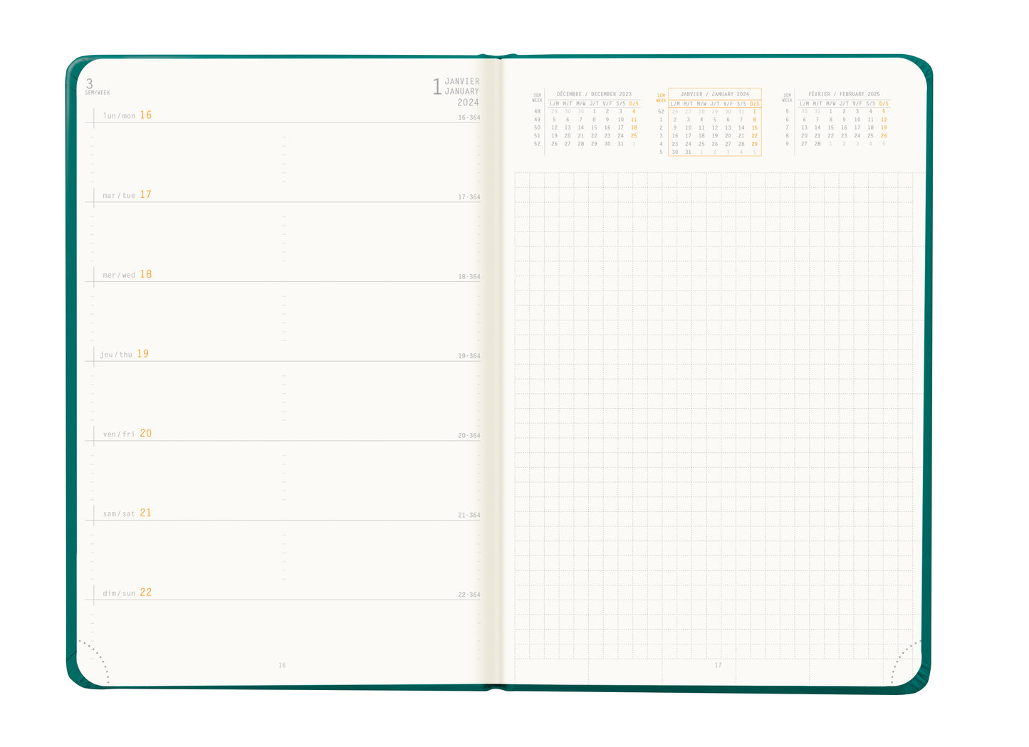 RHODIA 2024 Webplanner A5 Weekly Horizontal Peacock