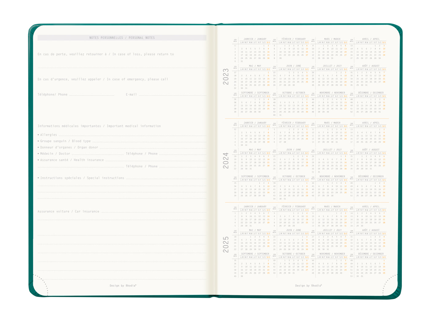 RHODIA 2024 Webplanner A5 Weekly Horizontal Peacock