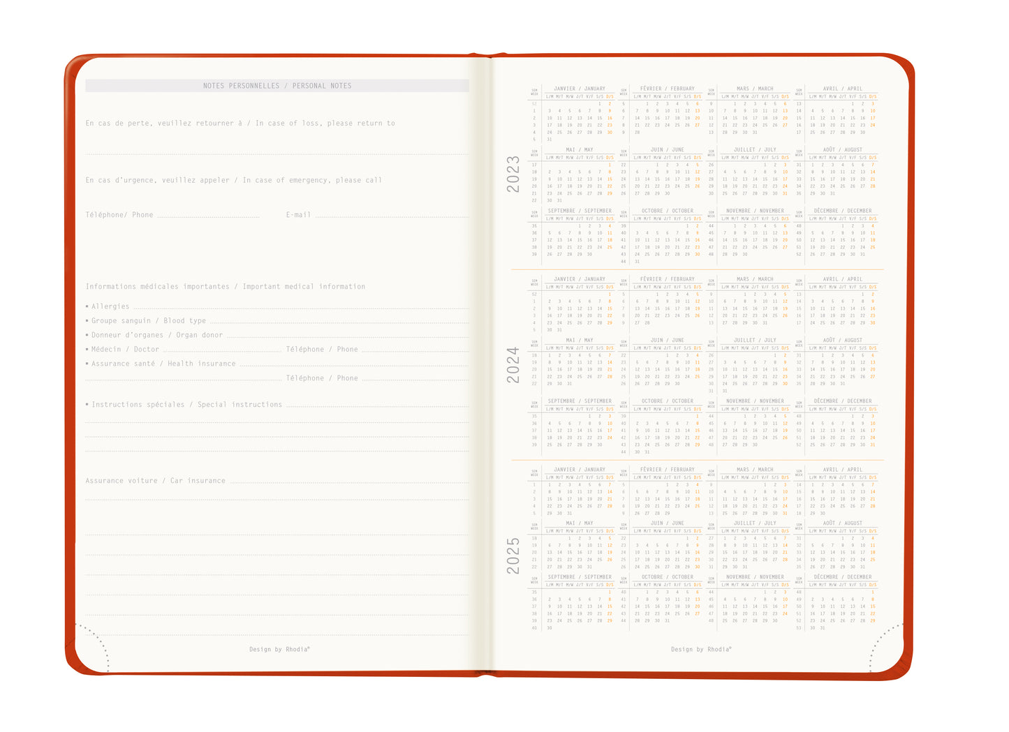 RHODIA 2024 Webplanner A5 Weekly Horizontal Poppy