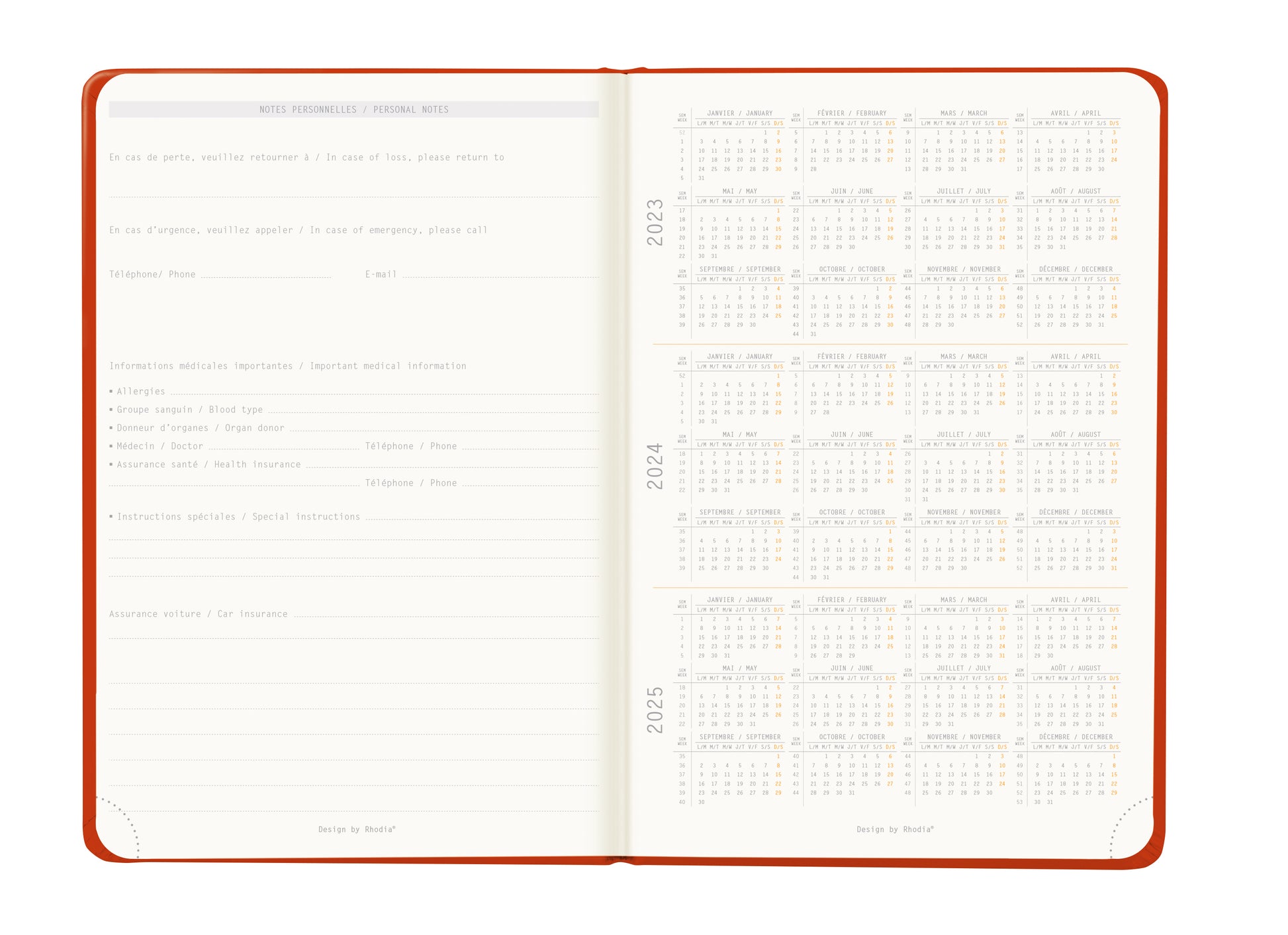 RHODIA 2024 Webplanner A5 Weekly Horizontal Poppy