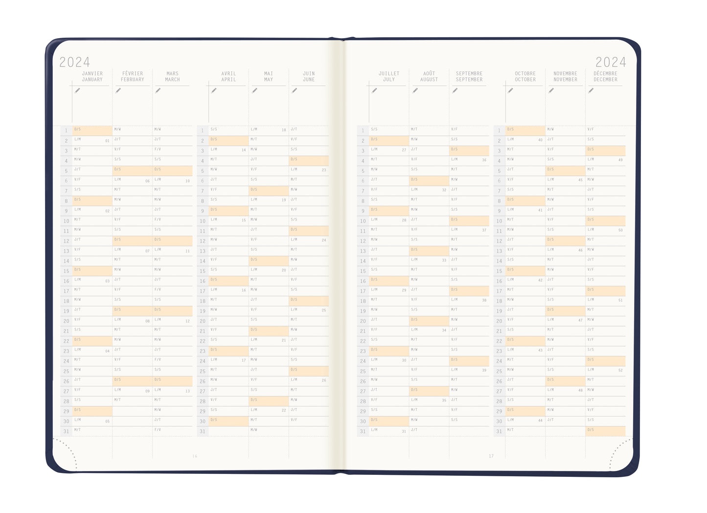 RHODIA 2024 Webplanner A5 Weekly Horizontal Midnight