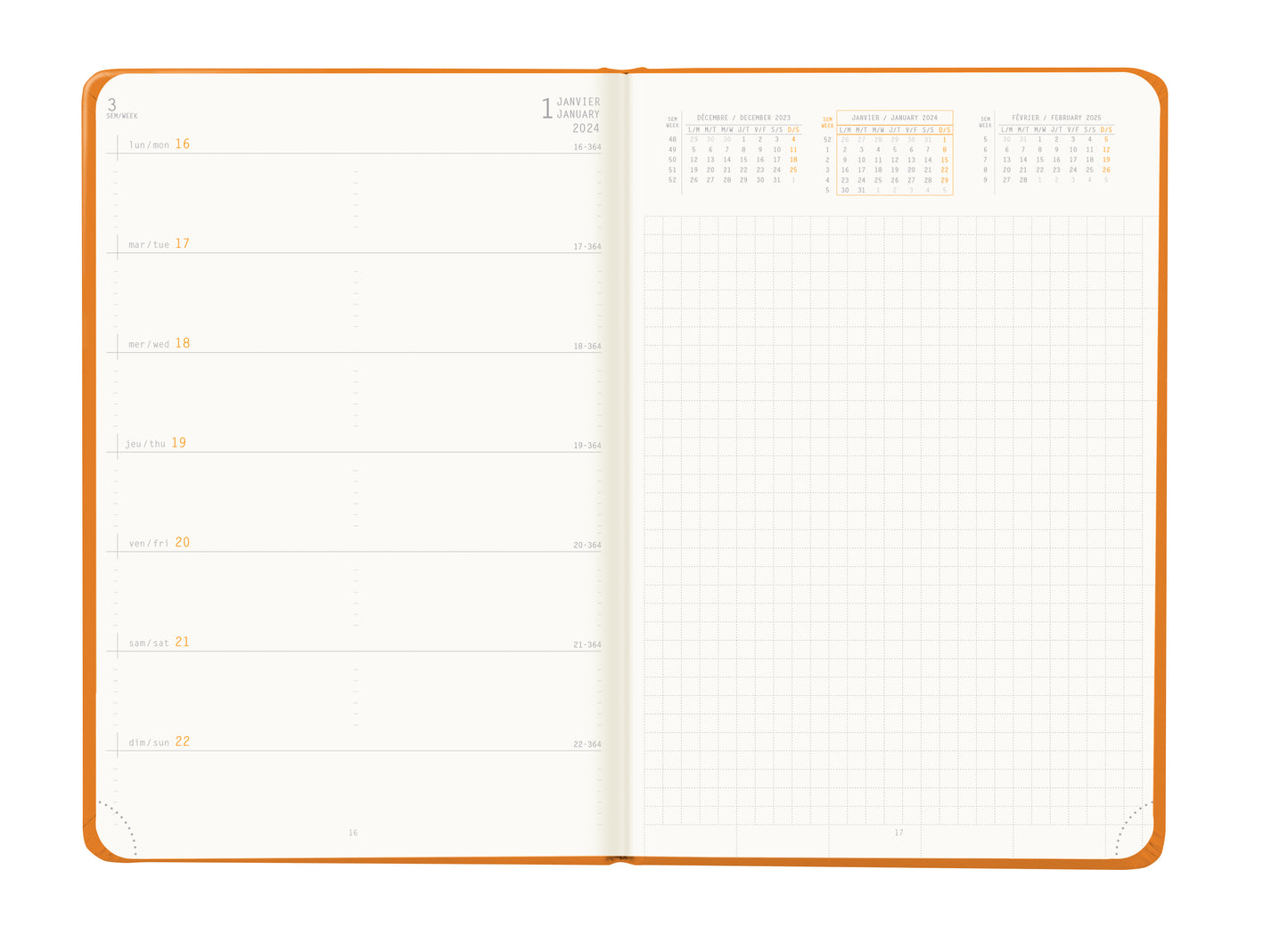 RHODIA 2024 Webplanner A5 Weekly Horizontal Orange