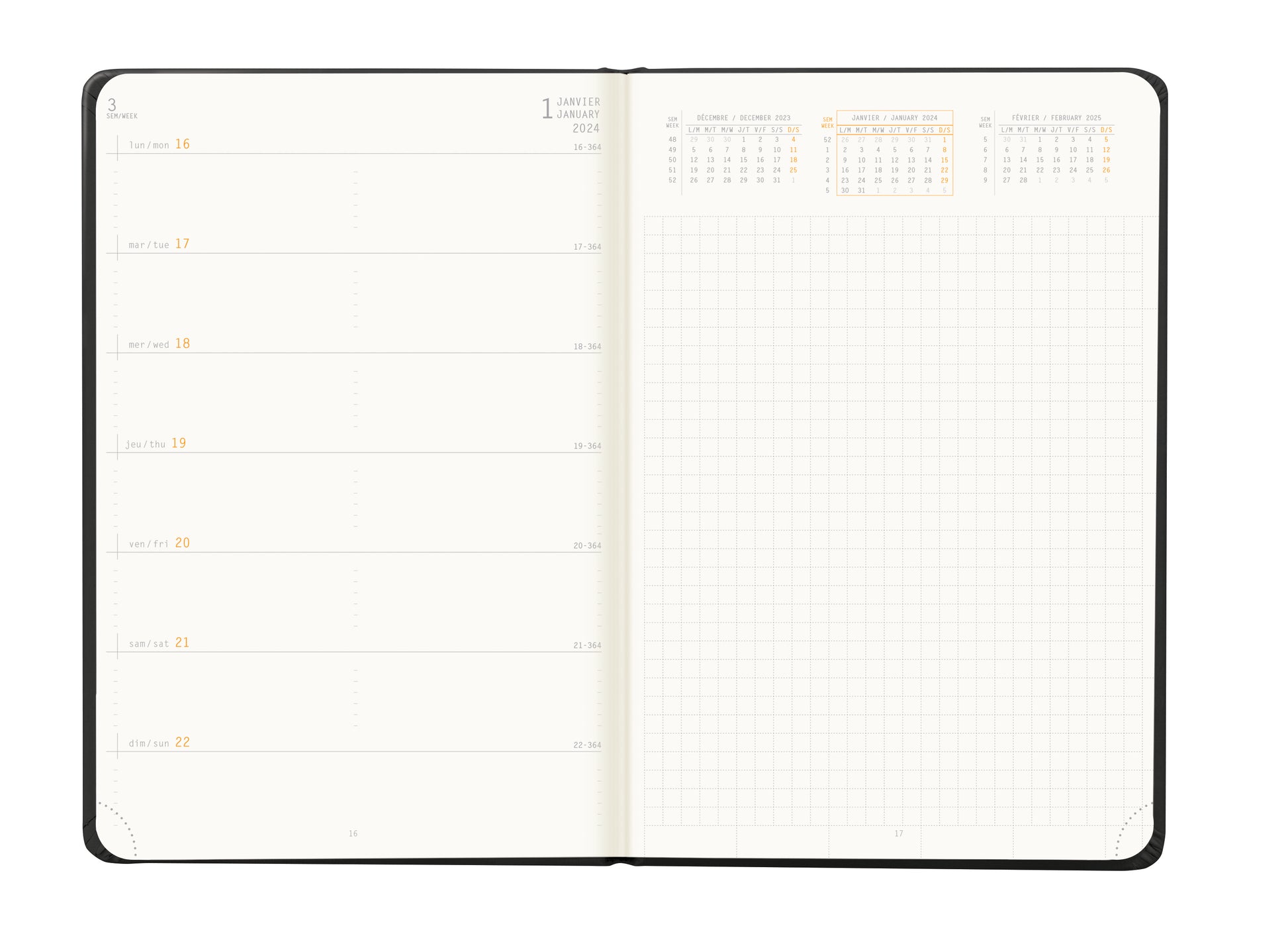 RHODIA 2024 Webplanner A5 Weekly Horizontal Black