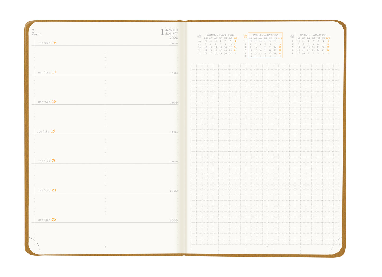 RHODIA 2024 Webplanner A5 Weekly Horizontal Gold