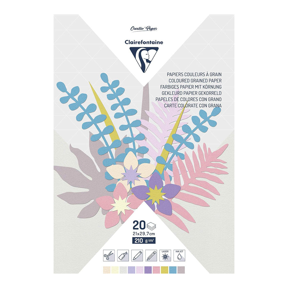 CLAIREFONTAINE Coloured Paper Pad 210g 21x29.7cm Pastel Assortment