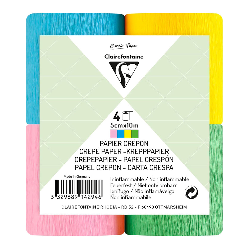 CLAIREFONTAINE Crepe Paper Strips 5cmx10M 4s Spring Assortment