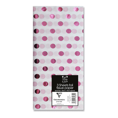 CLAIREFONTAINE Foil Tissue Paper 50x70cm 3s Pink