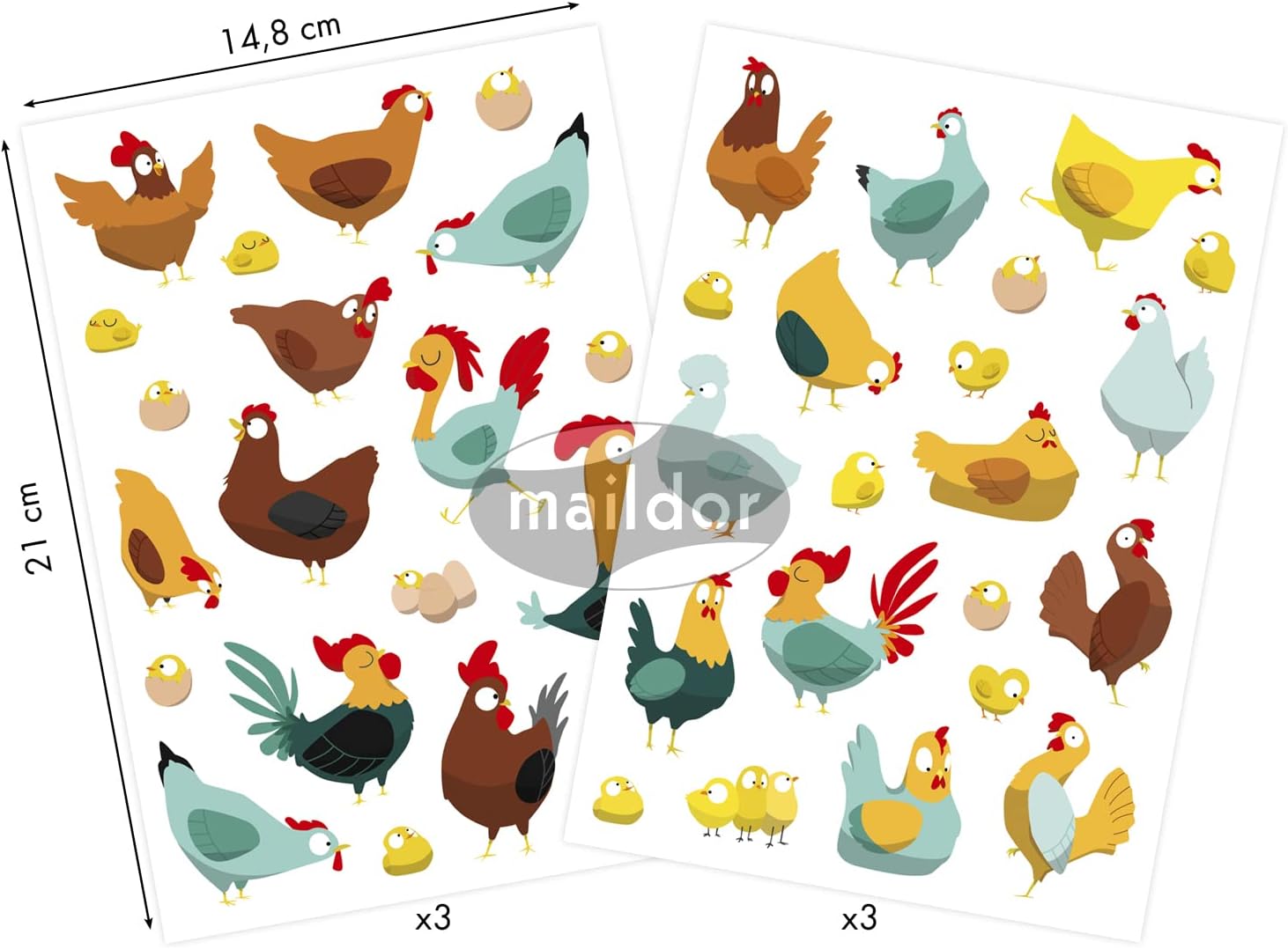 MAILDOR Baby Stickers Hens 6s