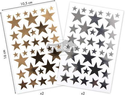 MAILDOR Geo Stickers Initial Gold/Silver Stars