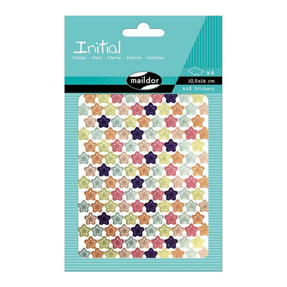 MAILDOR Geo Stickers Initial Metallic Pastel Mini Stars 4s