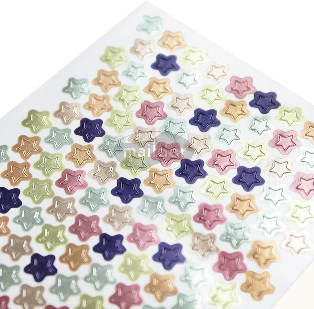 MAILDOR Geo Stickers Initial Metallic Pastel Mini Stars 4s