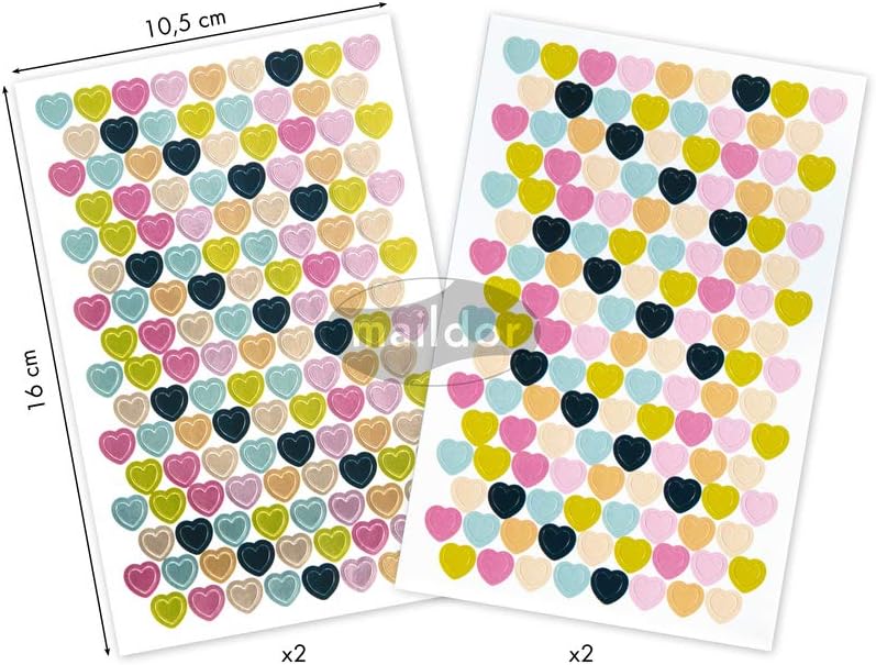 MAILDOR Geo Stickers Initial Metallic Pastel Mini Hearts 4s