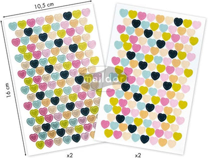 MAILDOR Geo Stickers Initial Metallic Pastel Mini Hearts 4s