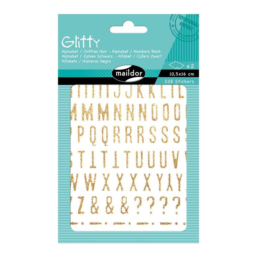 MAILDOR Deco Stickers Glitty Alphabet/Numbers Gold 2s