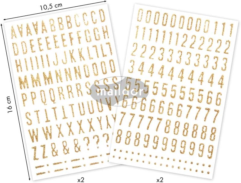 MAILDOR Deco Stickers Glitty Alphabet/Numbers Gold 2s