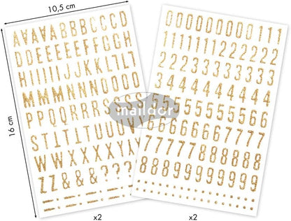 MAILDOR Deco Stickers Glitty Alphabet/Numbers Gold 2s