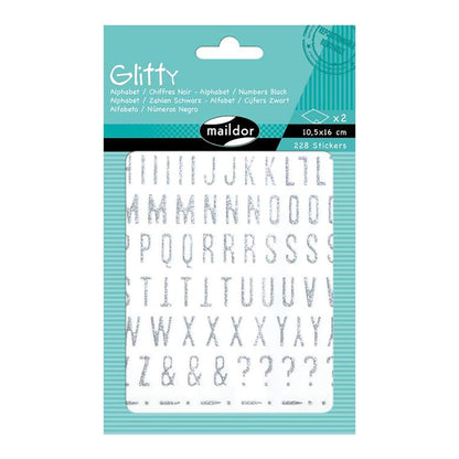 MAILDOR Deco Stickers Glitty Alphabet/Numbers Silver 2s