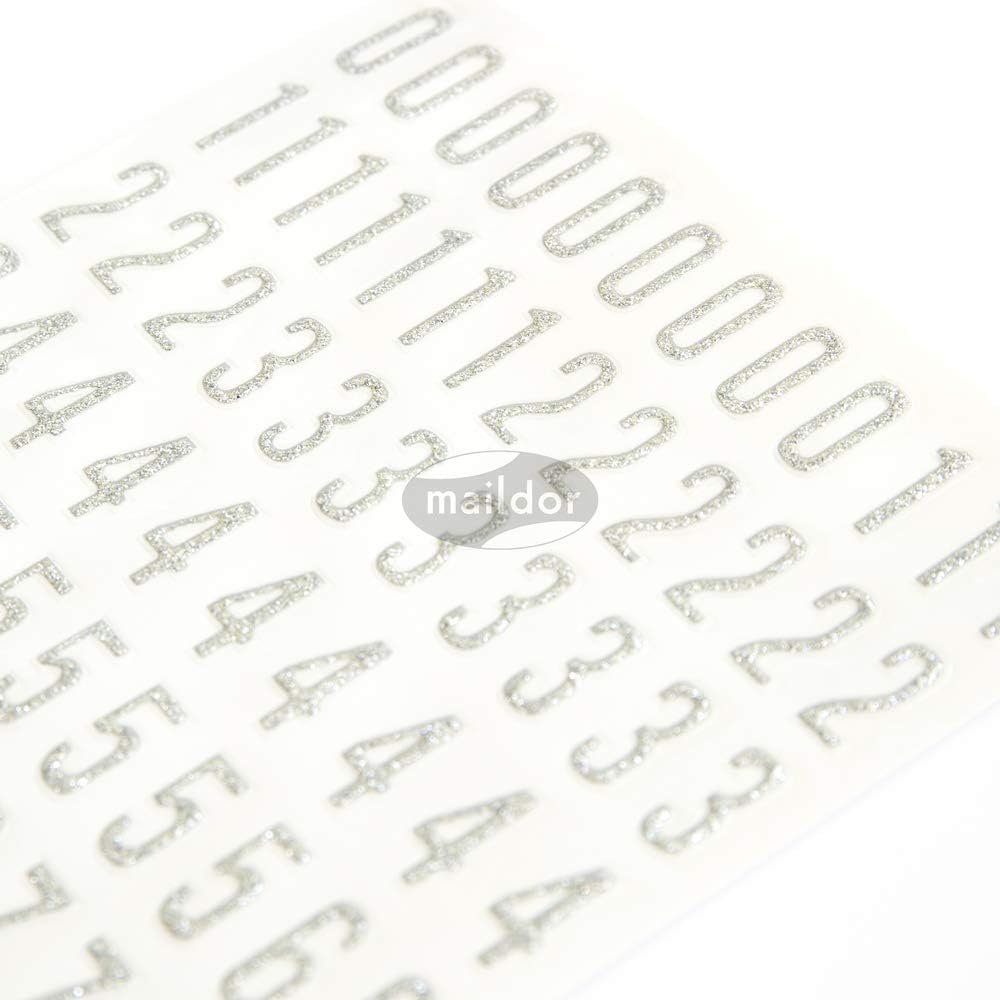 MAILDOR Deco Stickers Glitty Alphabet/Numbers Silver 2s