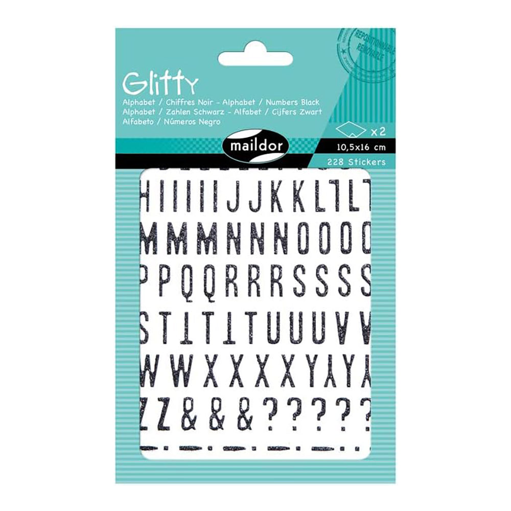 MAILDOR Deco Stickers Glitty Alphabet/Numbers Black 2s