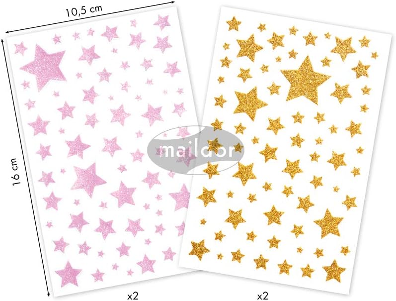 MAILDOR Deco Stickers Glitty Stars Light Pink/Gold 2s