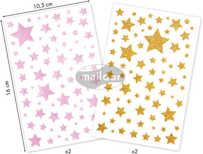 MAILDOR Deco Stickers Glitty Stars Light Pink/Gold 2s